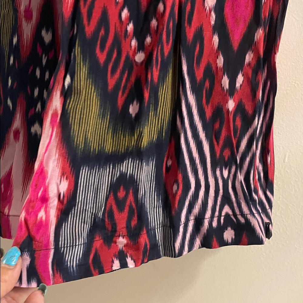 NWOT  Figue XS Ikat Multi Color Wide-leg Drawstring/Tassel ankle zipper Pants - Picture 11 of 11
